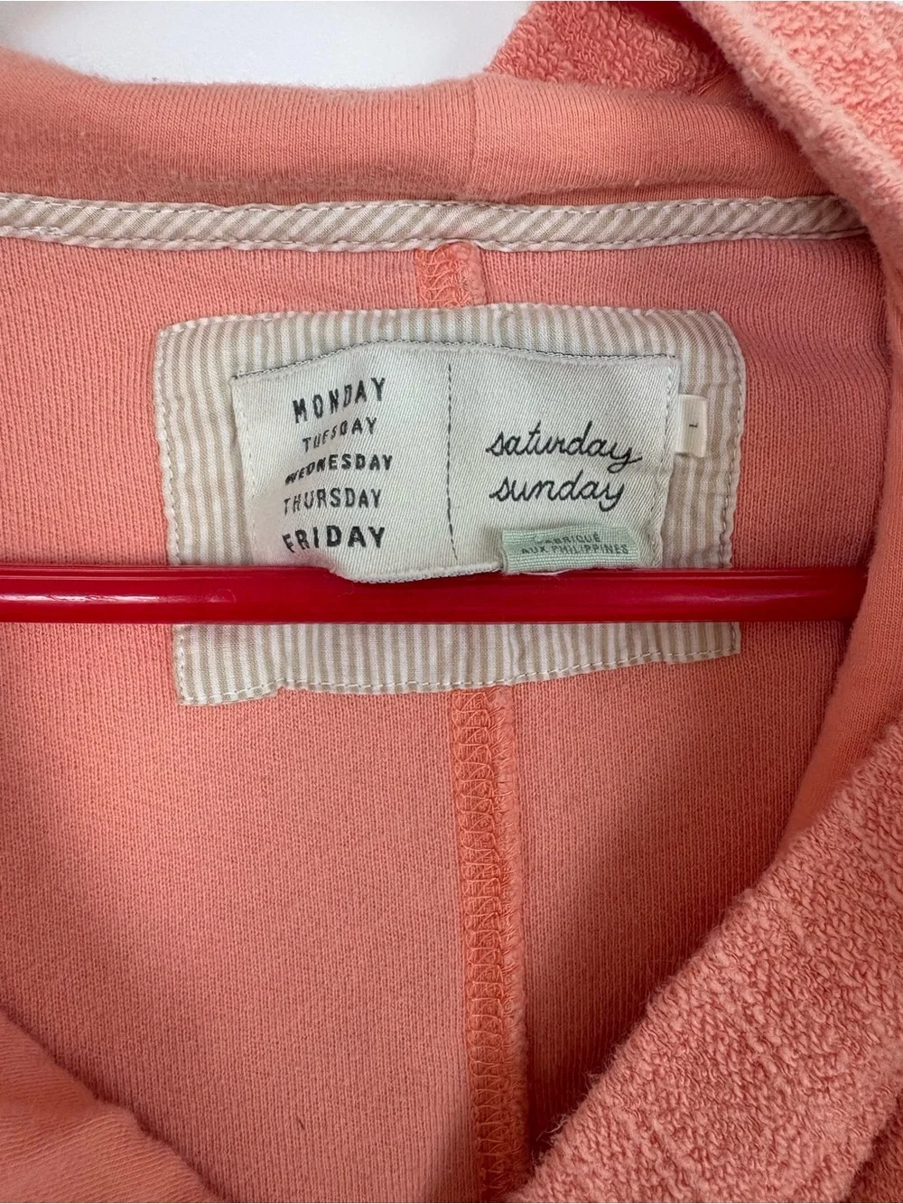 Anthropologie Saturday Sunday Asymmetrical Zip Hoodie Jacket Coral Large